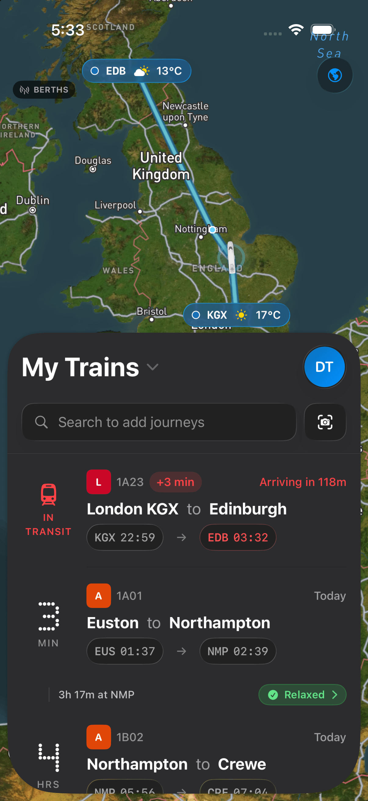 Conductor My Trains journey list